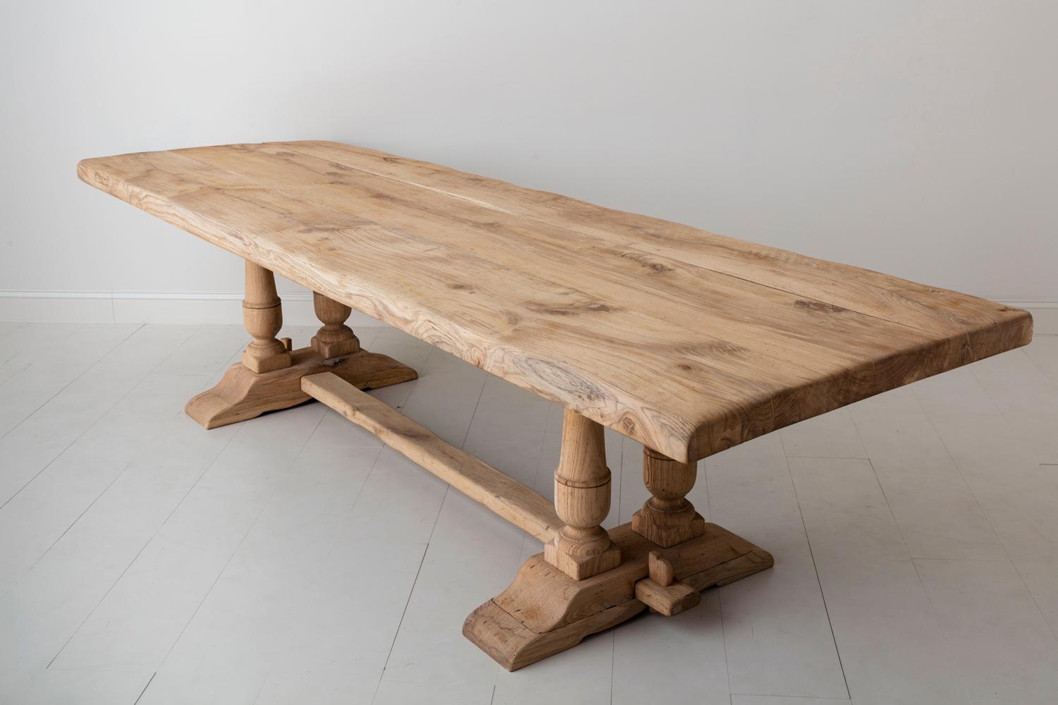 19th Century French Large Bleached Oak Provençal Style Trestle Table In Good Condition In Wichita, KS