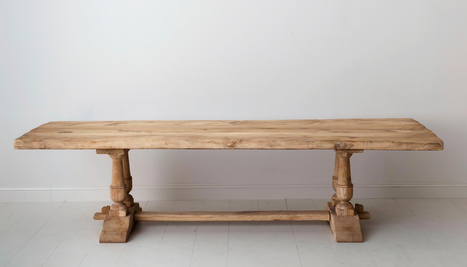 19th Century French Large Bleached Oak Provençal Style Trestle Table 3
