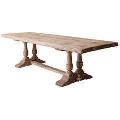 19th Century French Large Bleached Oak Provençal Style Trestle Table
