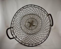 19th Century French Large Metal Handled Maison de Campagne Grillage Basket