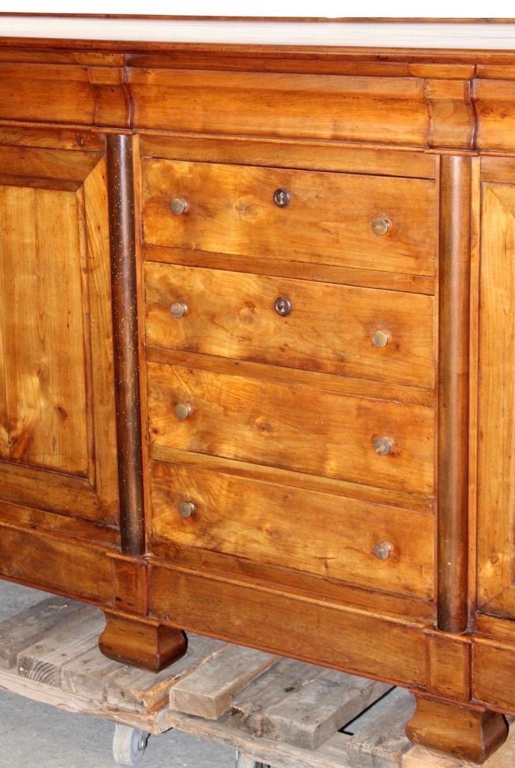 Hand-Crafted 19th Century French Large Directoire Fruitwood Enfilade Sideboard