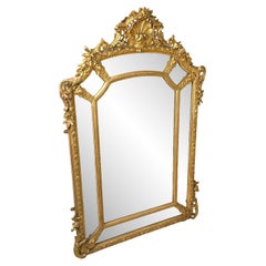 19th Century French Large Gilt Marginal Plate Overmantle Mirror