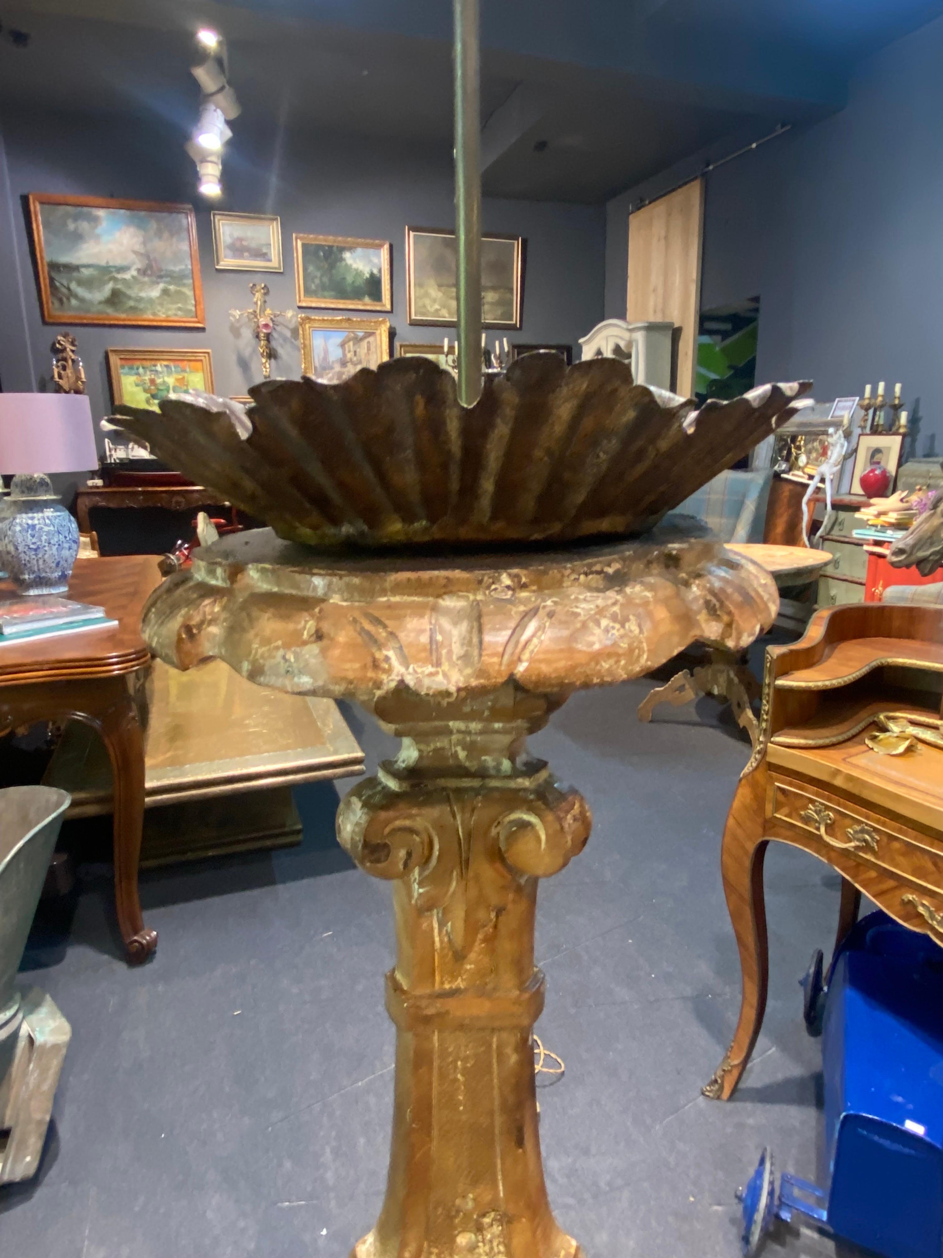19th Century, French, Large Hand Carved Tripod Wooden Floor Lamp For Sale 2
