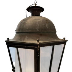 19th Century French Large Iron and Glass Lantern (Two Available)