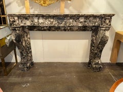 19th Century French Large Scale Carved Breccia Marble Mantel