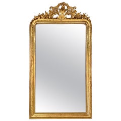 19th Century French Large Scale Gold Louis Philippe Mirror with Crest