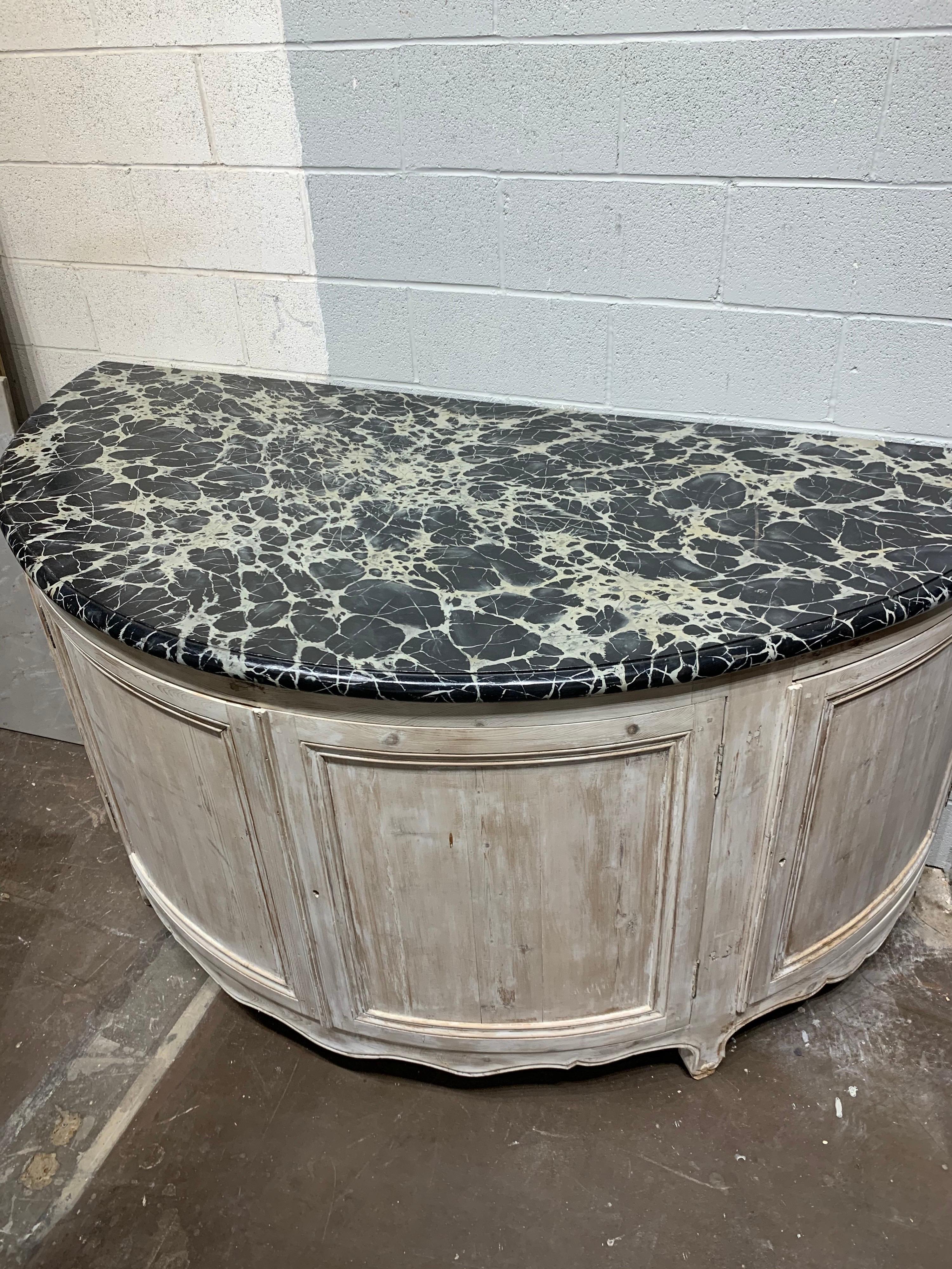19th Century French Large Scale White-Washed Demi-Lune Console In Good Condition In Dallas, TX