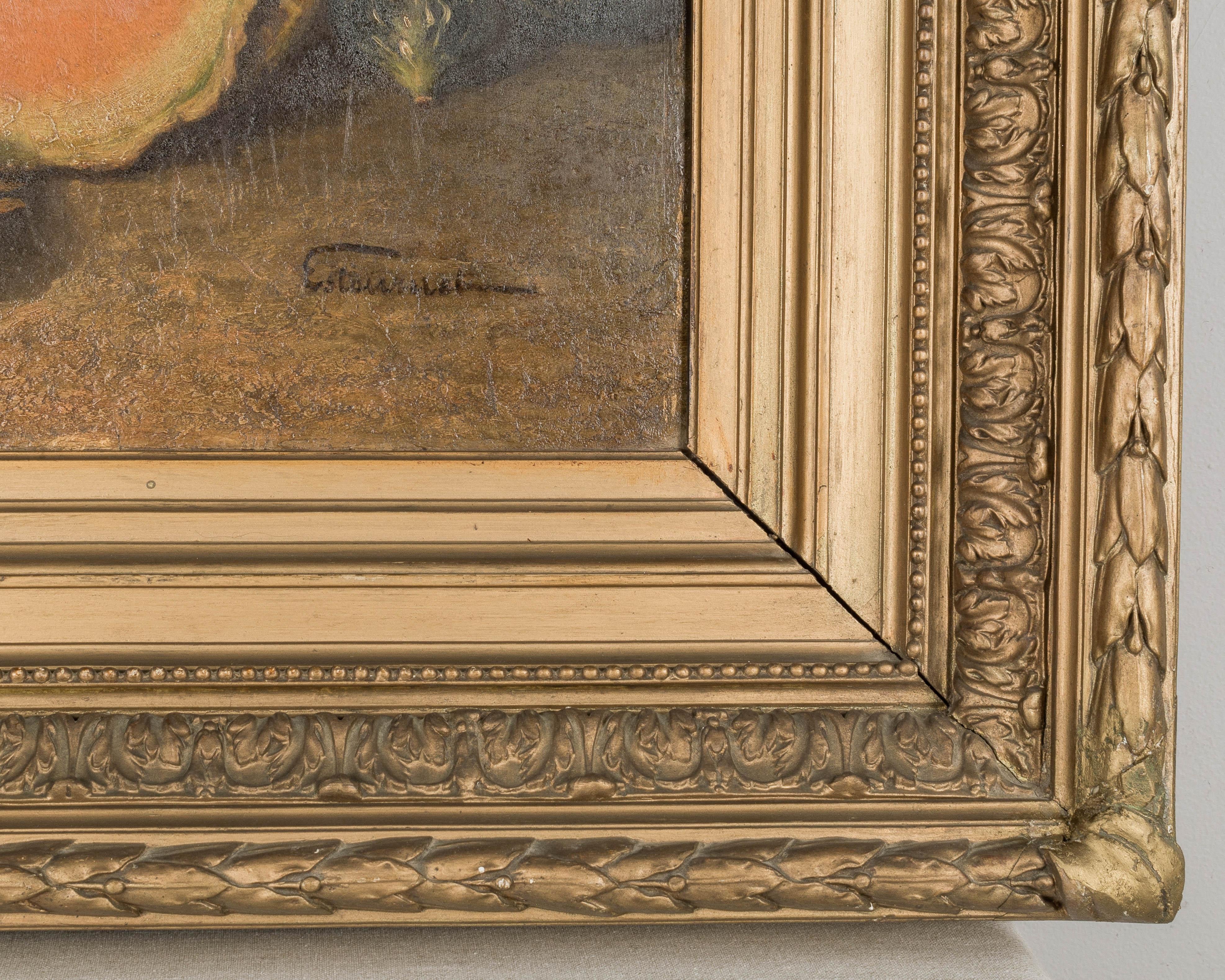 19th Century French Large Still Life Melon Painting For Sale 4