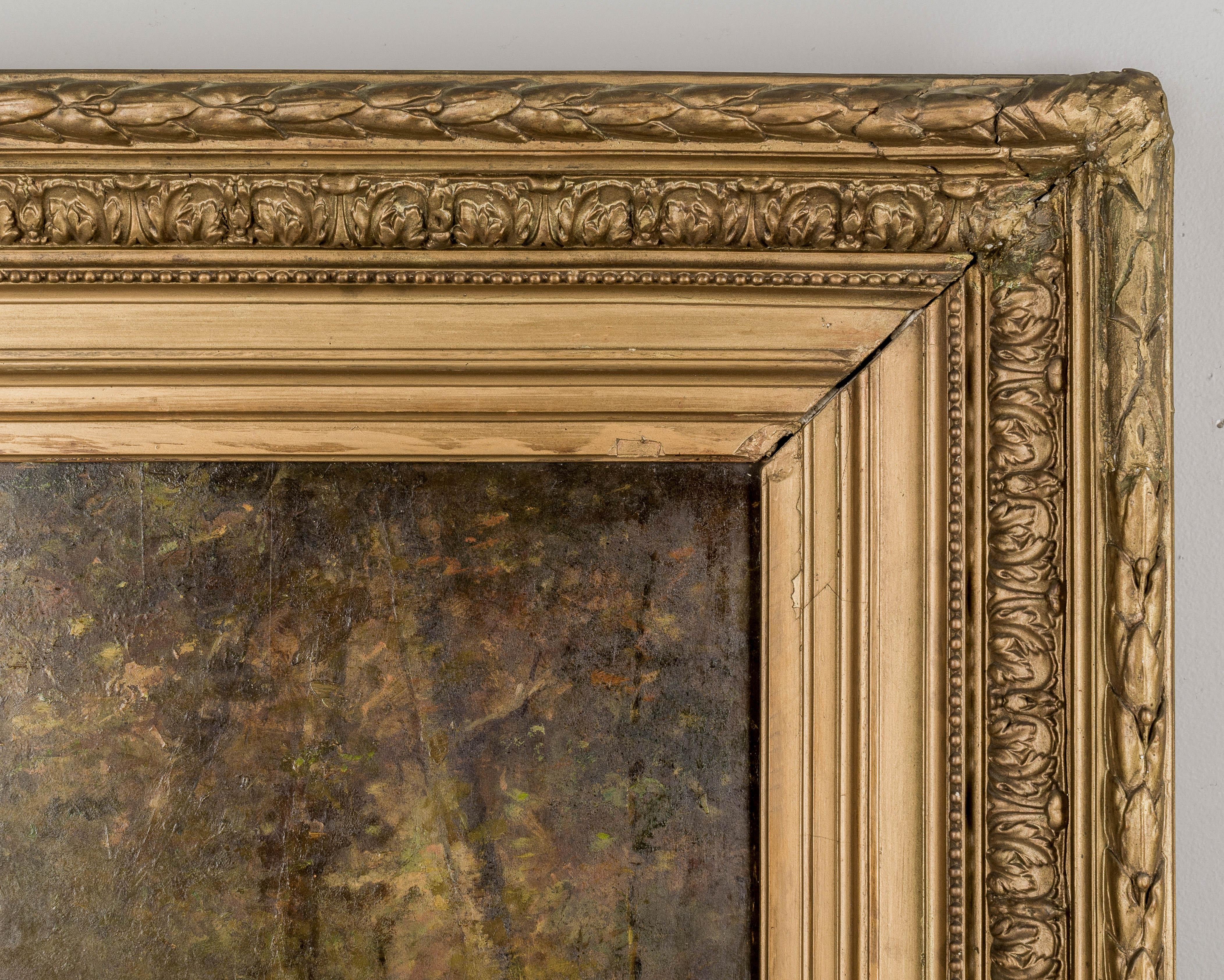 Giltwood 19th Century French Large Still Life Melon Painting For Sale