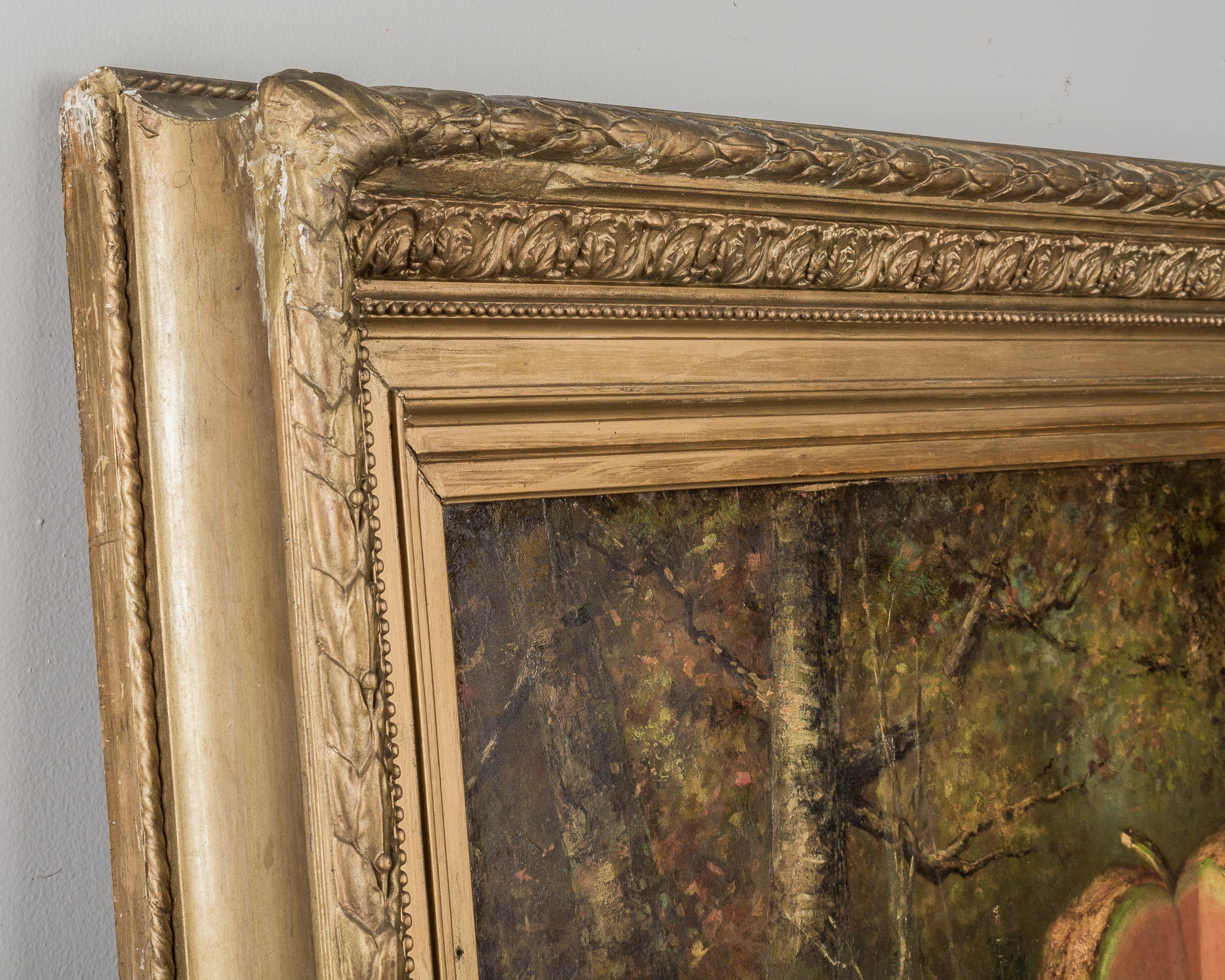 19th Century French Large Still Life Melon Painting For Sale 2