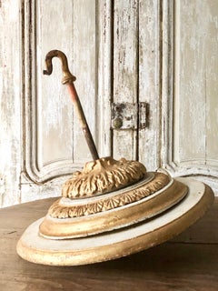 19th Century French Large Wood Gilt Paint Ceiling Medallion