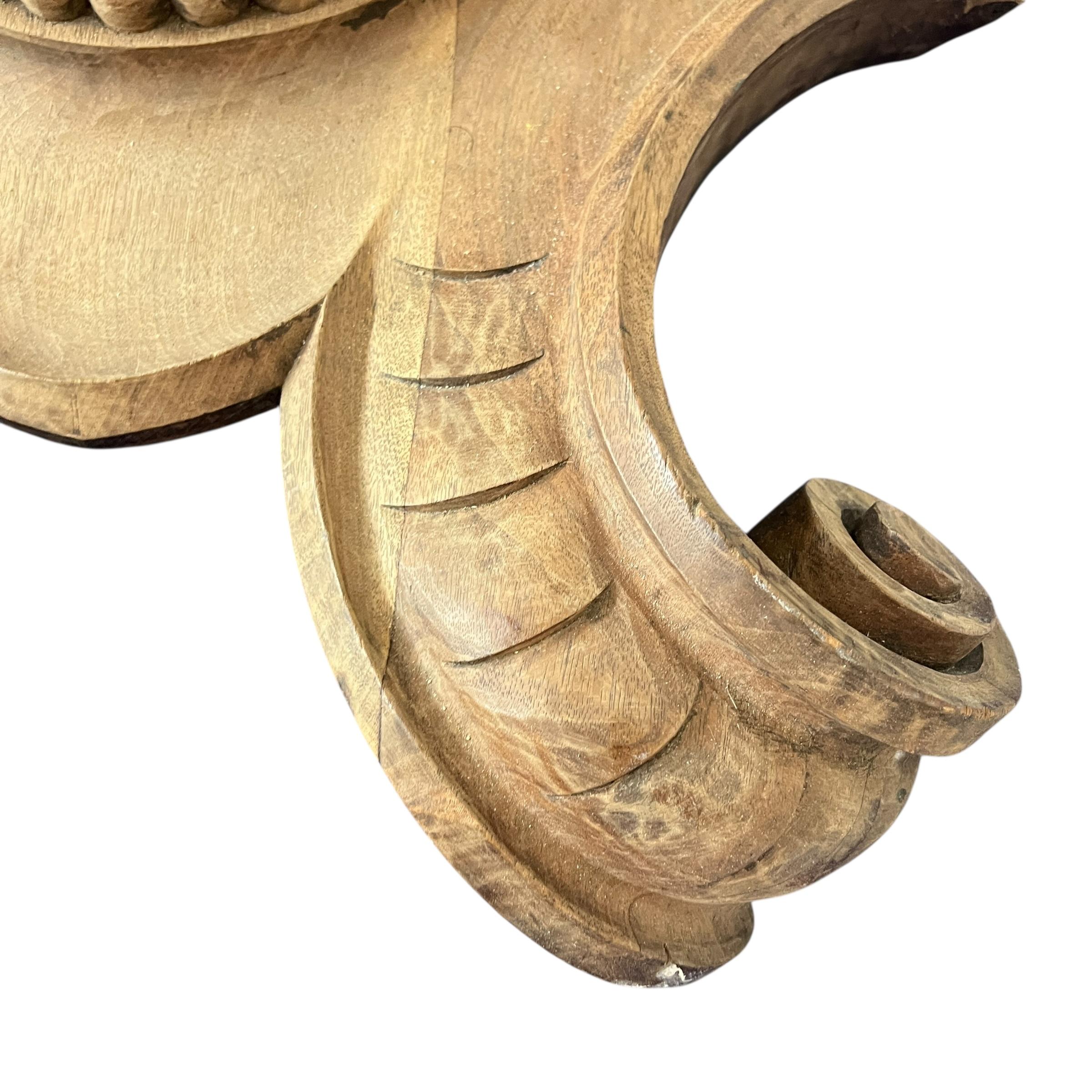 Hand-Carved 19th Century French Large Wooden Antique Fragment from a Chateau For Sale