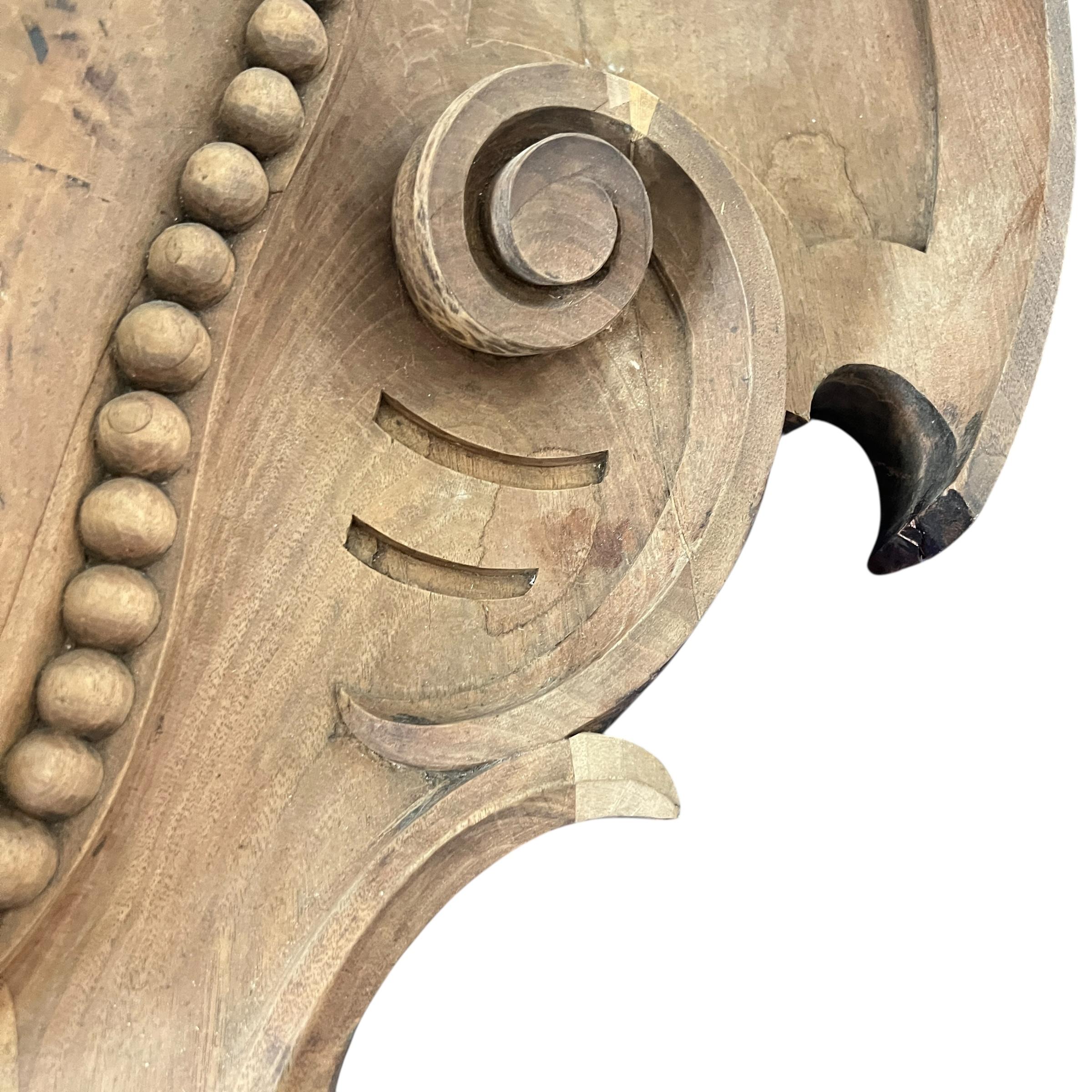 19th Century French Large Wooden Antique Fragment from a Chateau In Fair Condition For Sale In New Orleans, LA