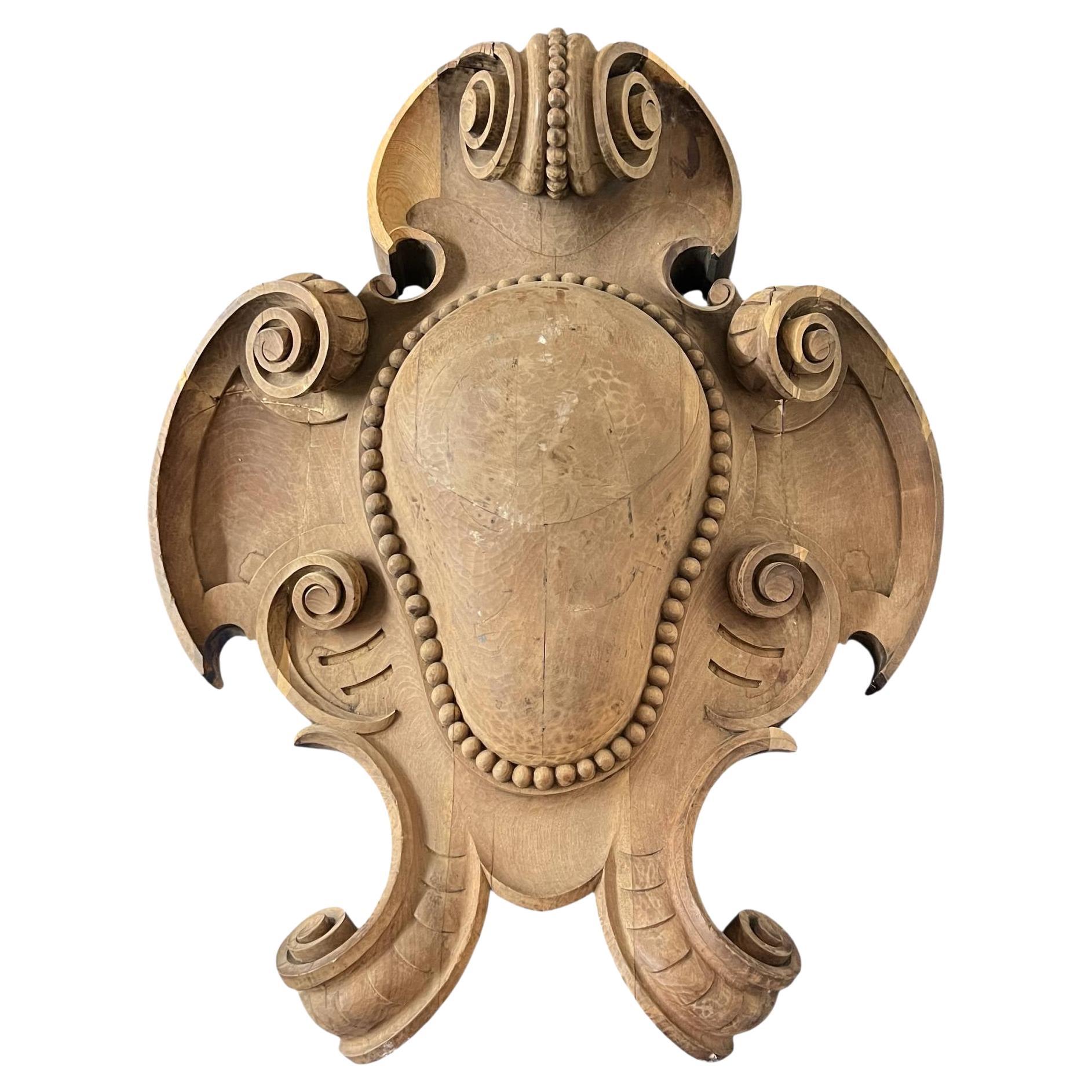 19th Century French Large Wooden Antique Fragment from a Chateau For Sale