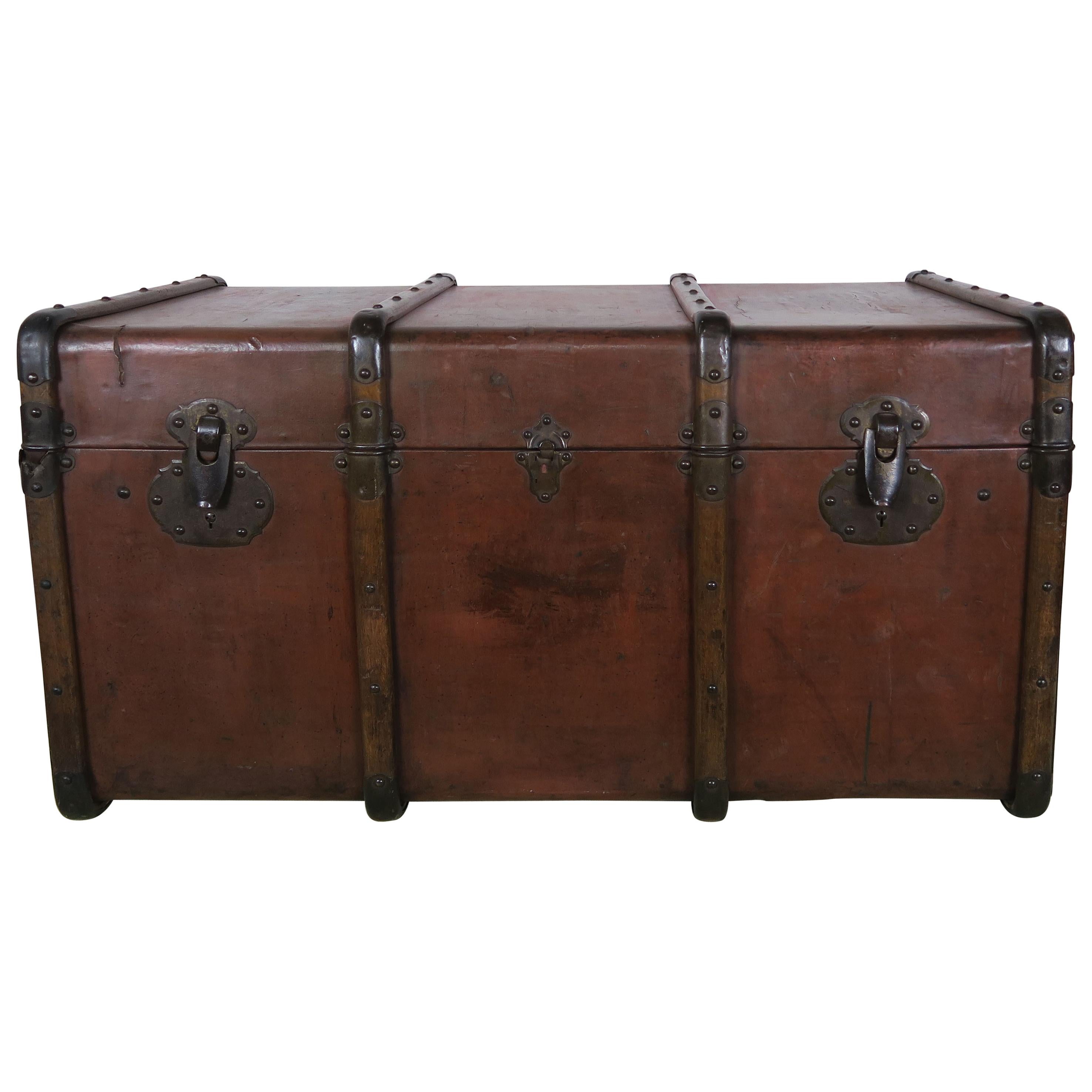 19th Century French Leather Blanket Chest