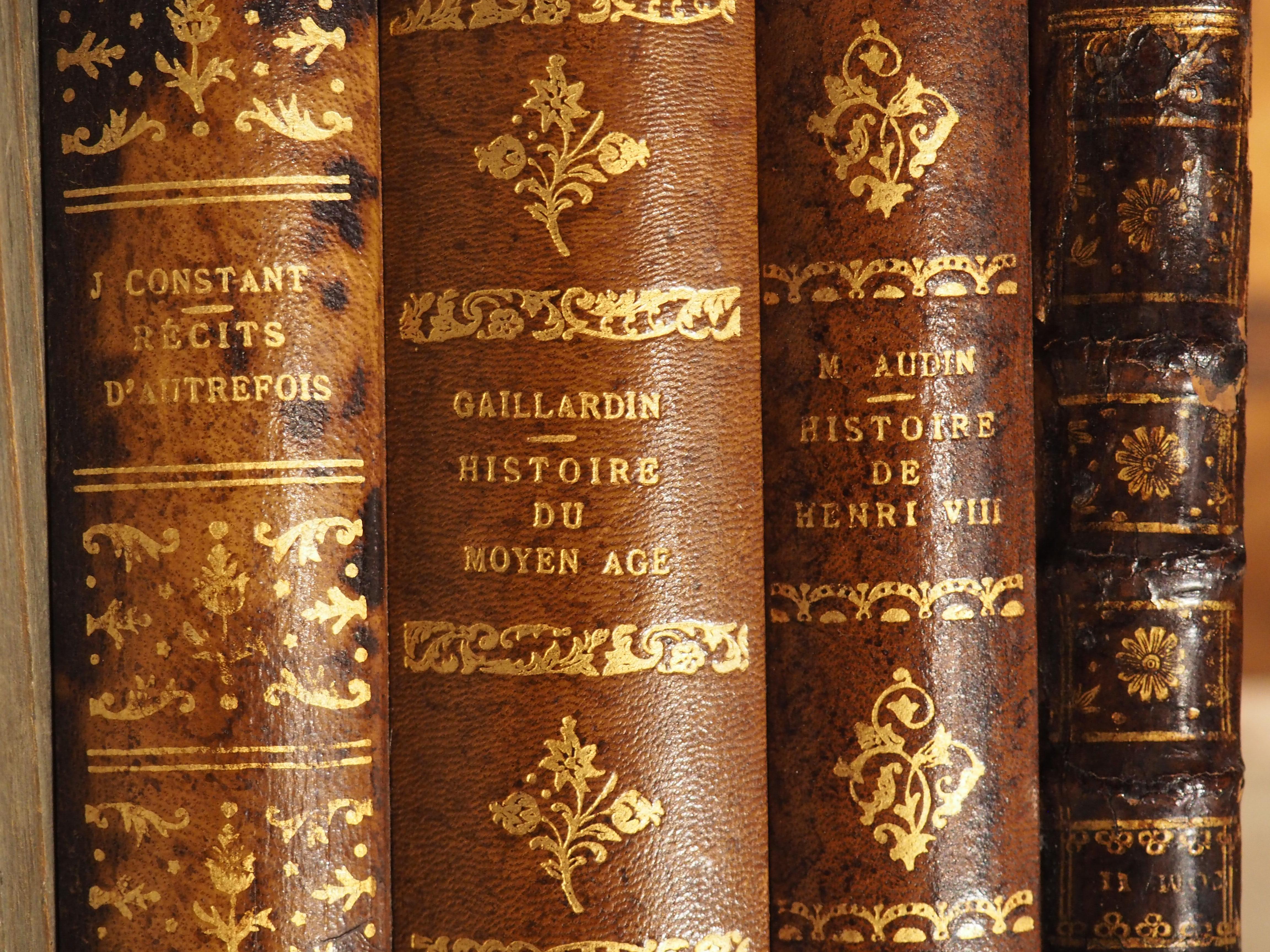19th Century French Leather Book Stack Cave À Liqueur For Sale 8
