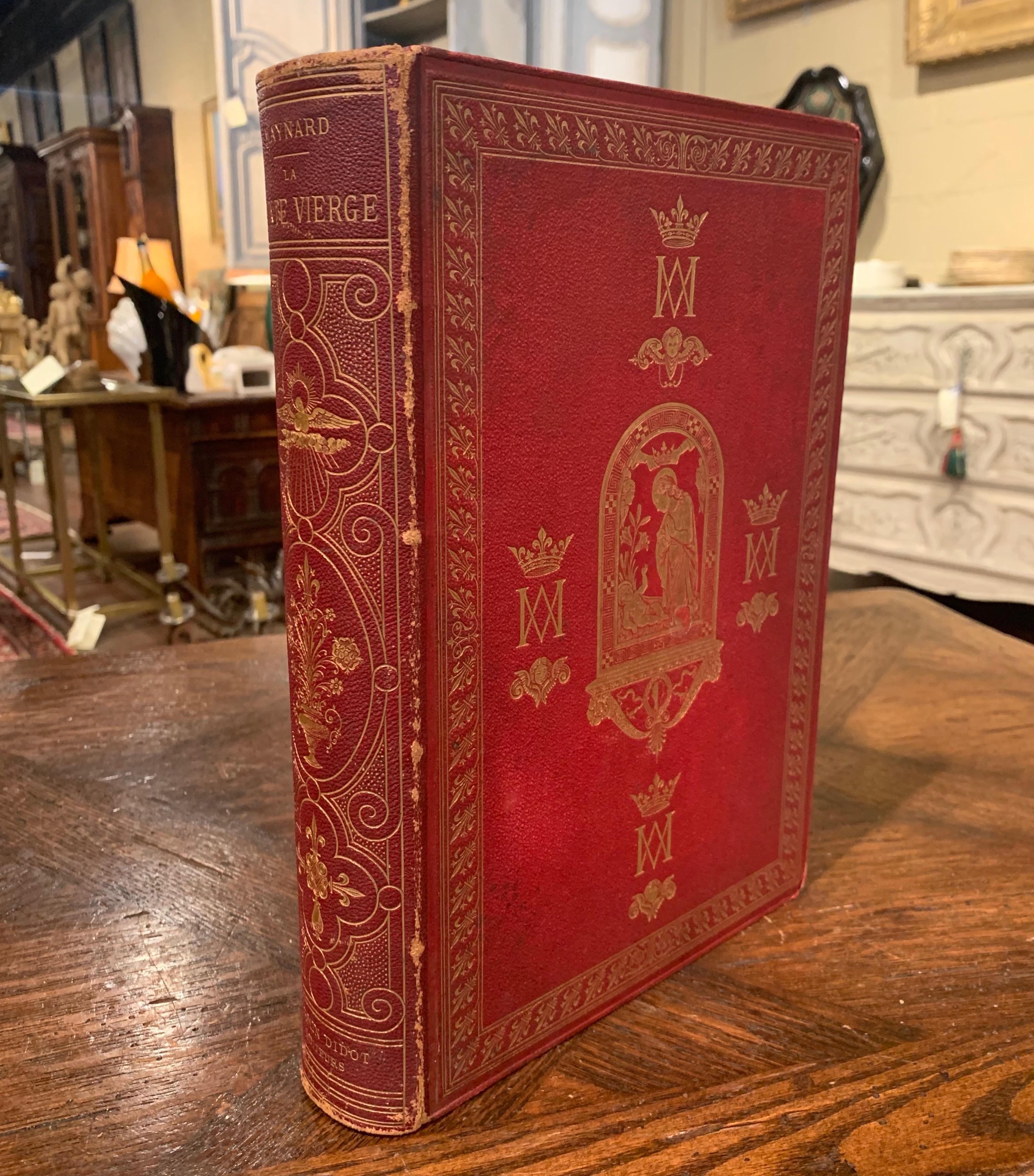Gold Leaf 19th Century French Leather Bound and Gilt Book of The Virgin Mary For Sale
