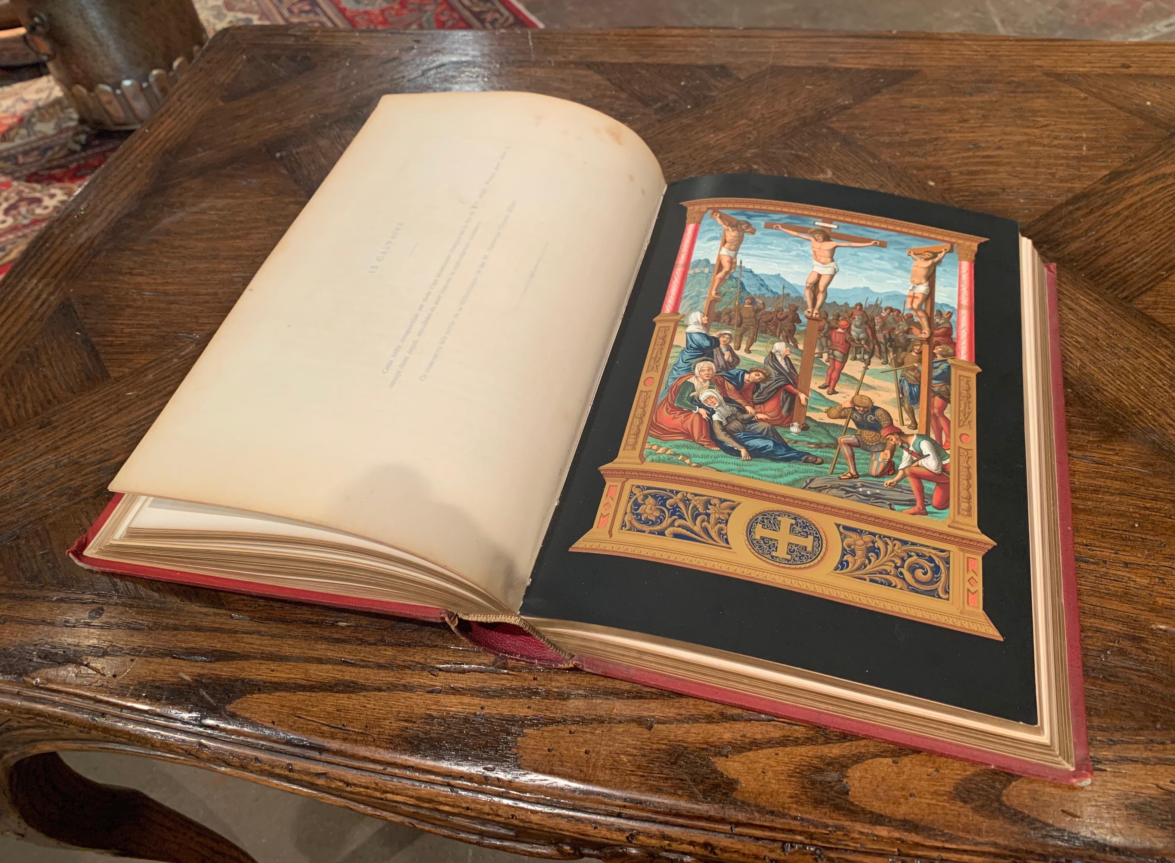 Foglia d’oro Libro della Vergine Maria del XIX secolo, rilegato in pelle e dorato in vendita