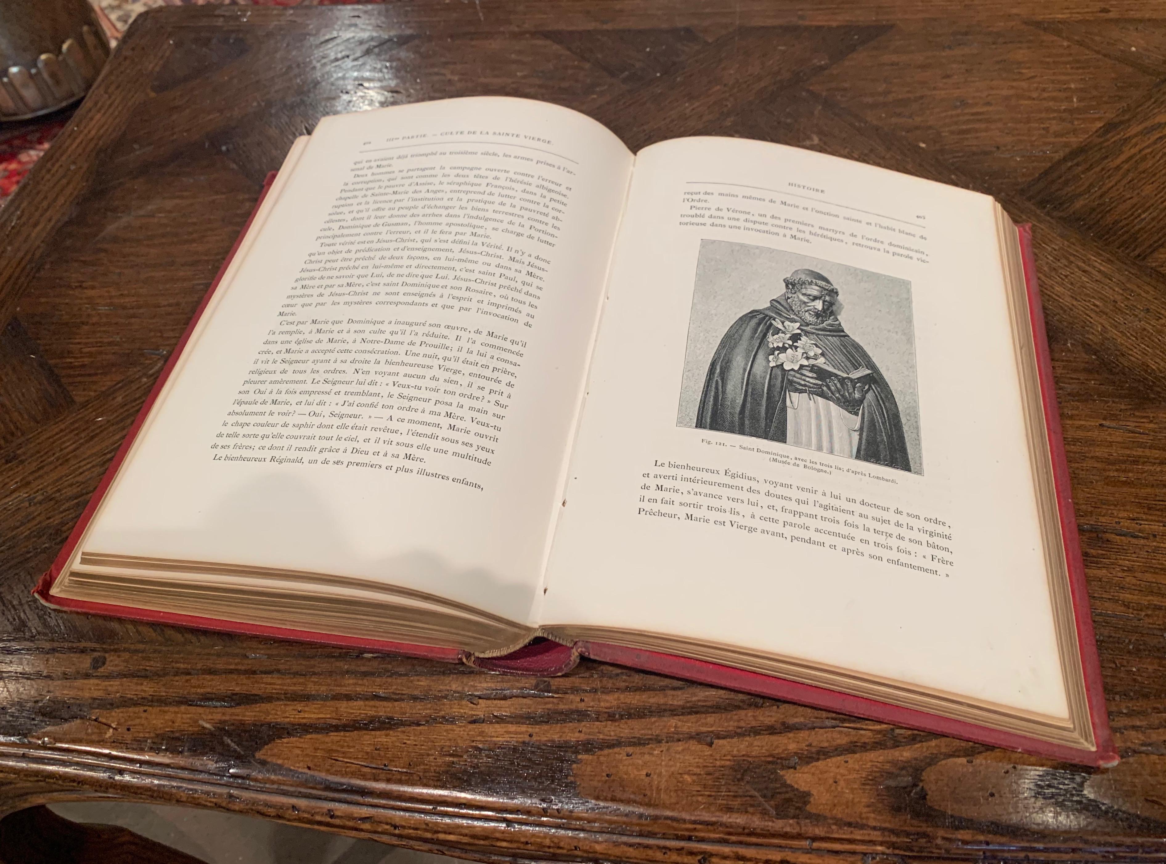 Libro della Vergine Maria del XIX secolo, rilegato in pelle e dorato in vendita 3