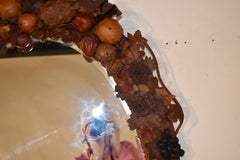 19th Century French Leather Floral and Fruit Wall Mirror