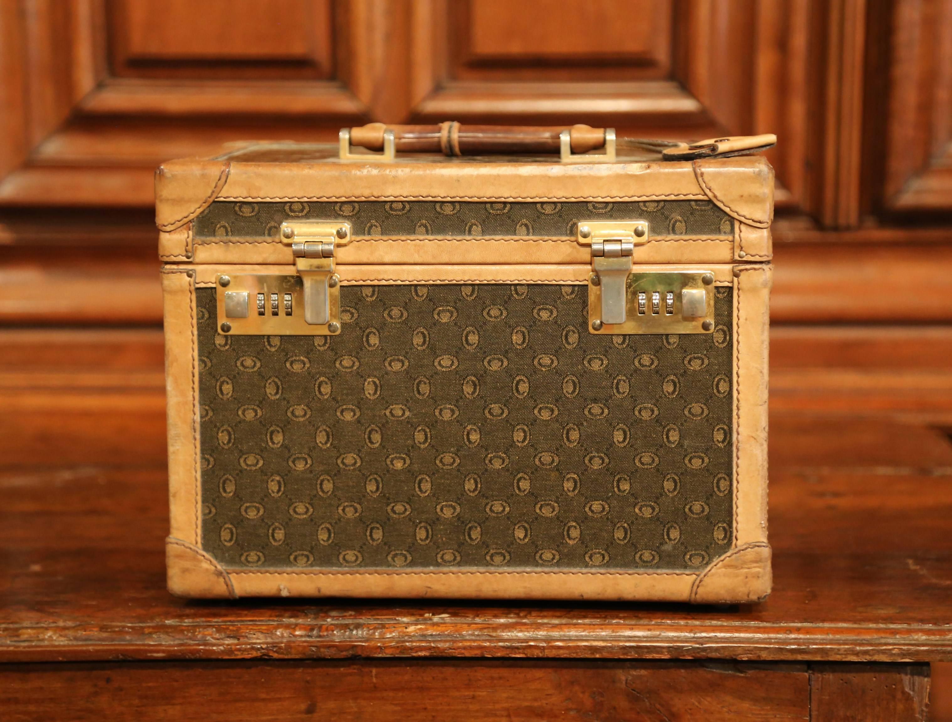 Hand-Crafted 19th Century French Leather Toiletry Box with Decorative Trim and Brass Hardware