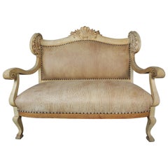 Antique 19th Century French Leather Upholstered Bench