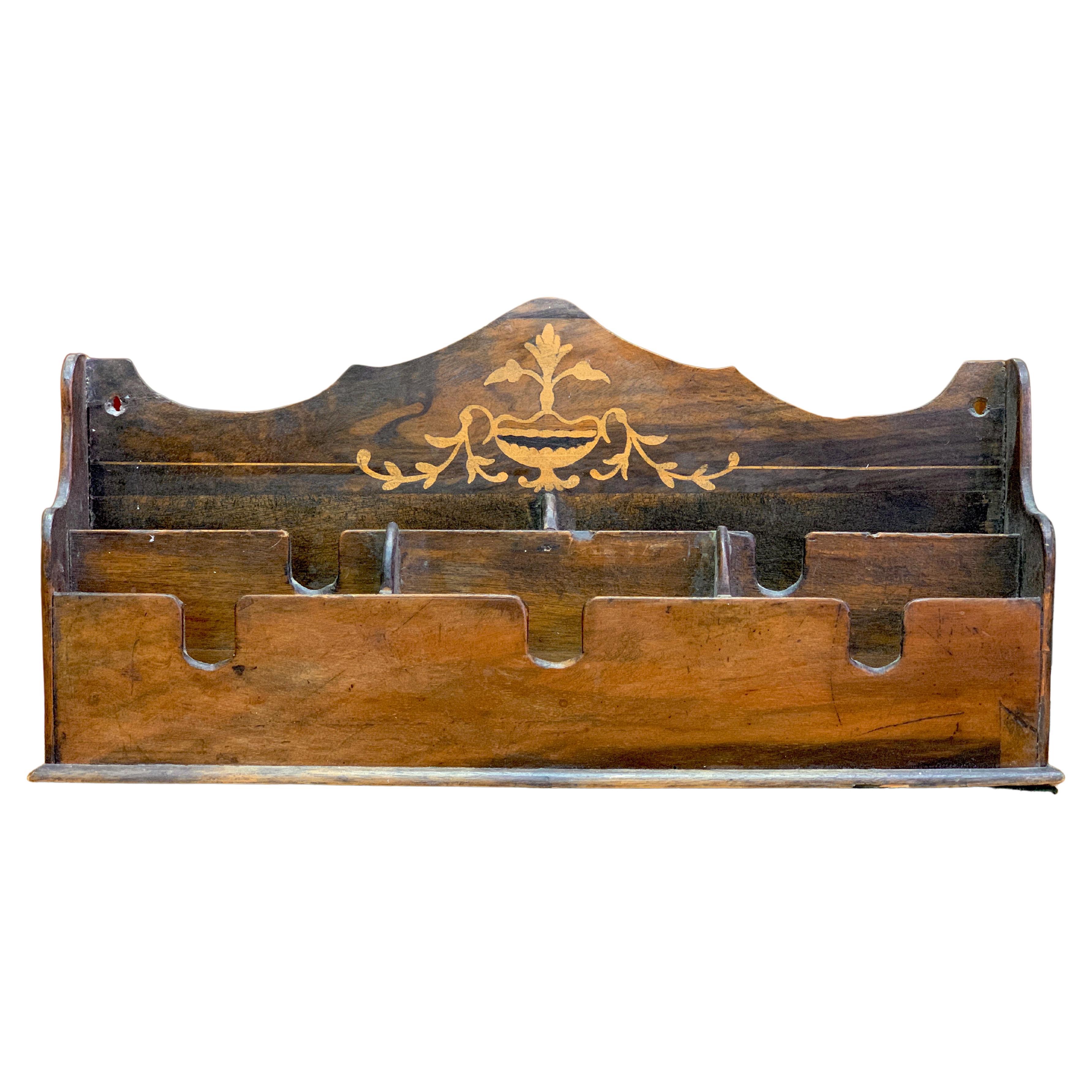 19th Century French Letter Holder in Palisander with Frieze Inlay