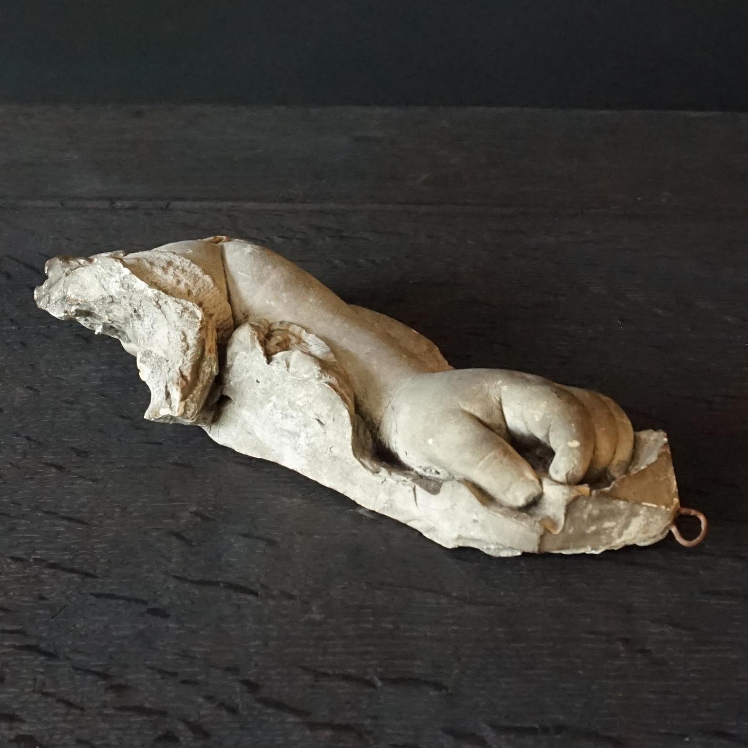 19th Century French Life Size Cast Plaster Study of Baby's Arm with Lace 1