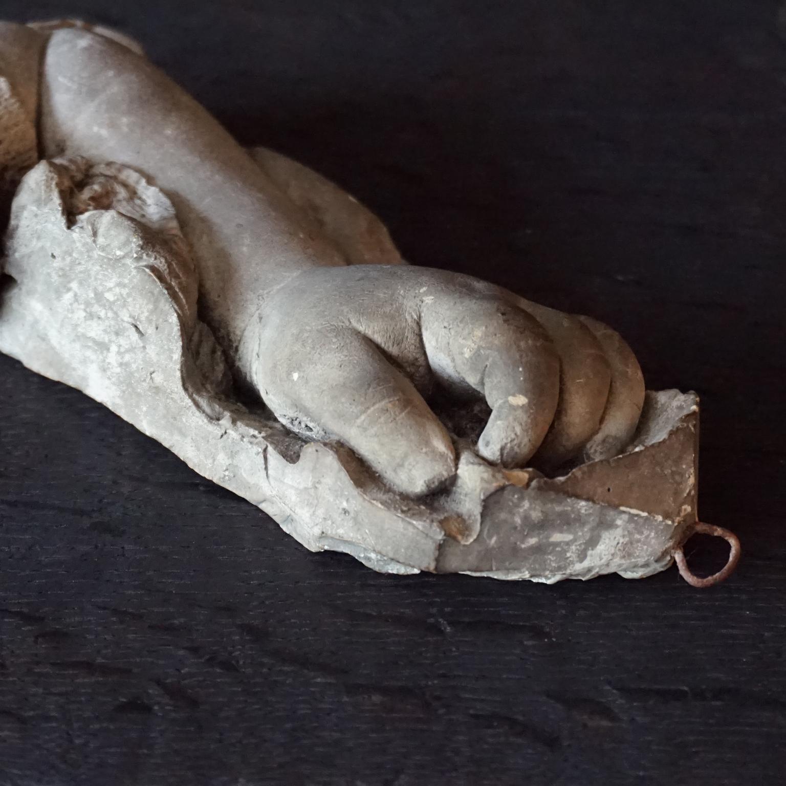 19th Century French Life Size Cast Plaster Study of Baby's Arm with Lace 2