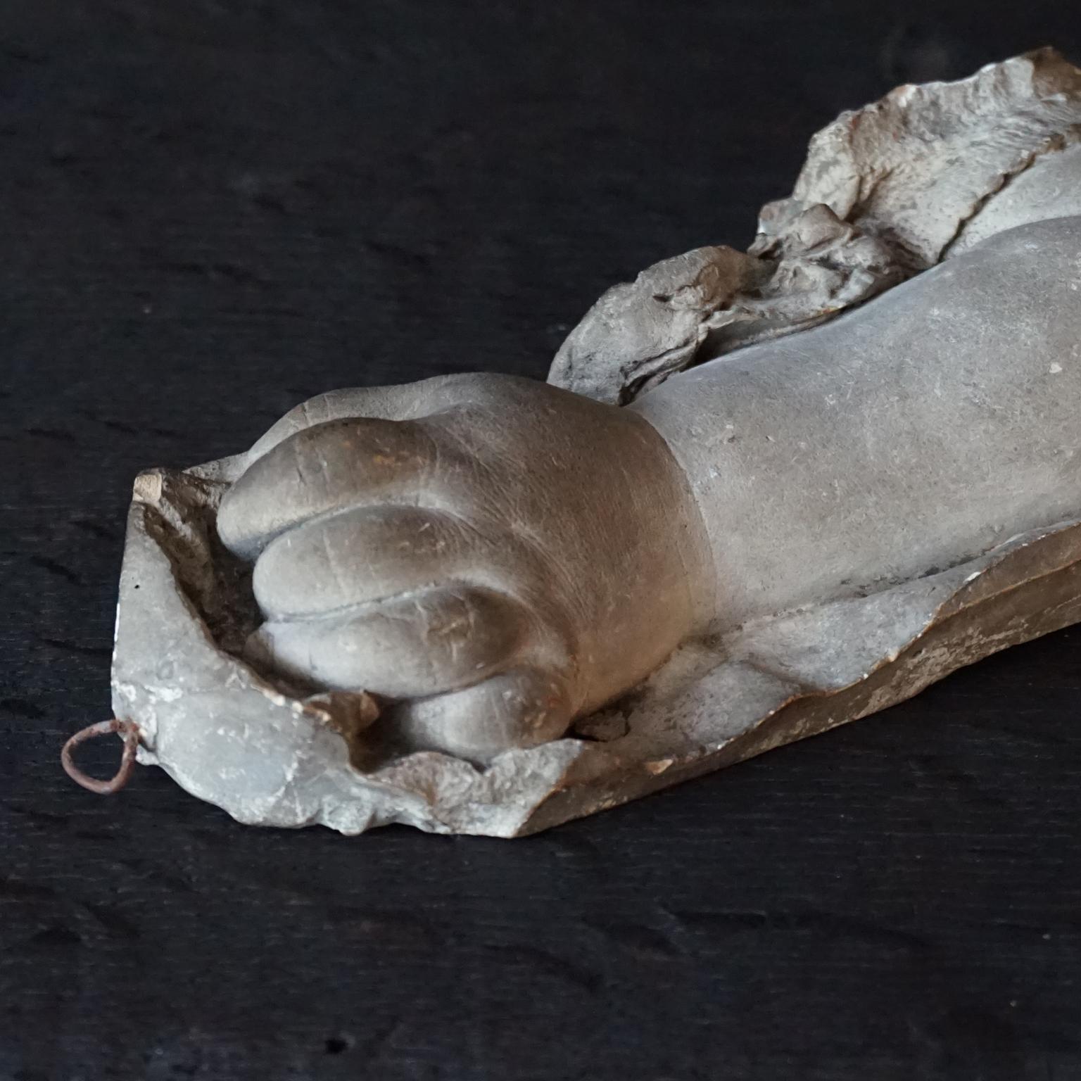 19th Century French Life Size Cast Plaster Study of Baby's Arm with Lace 3
