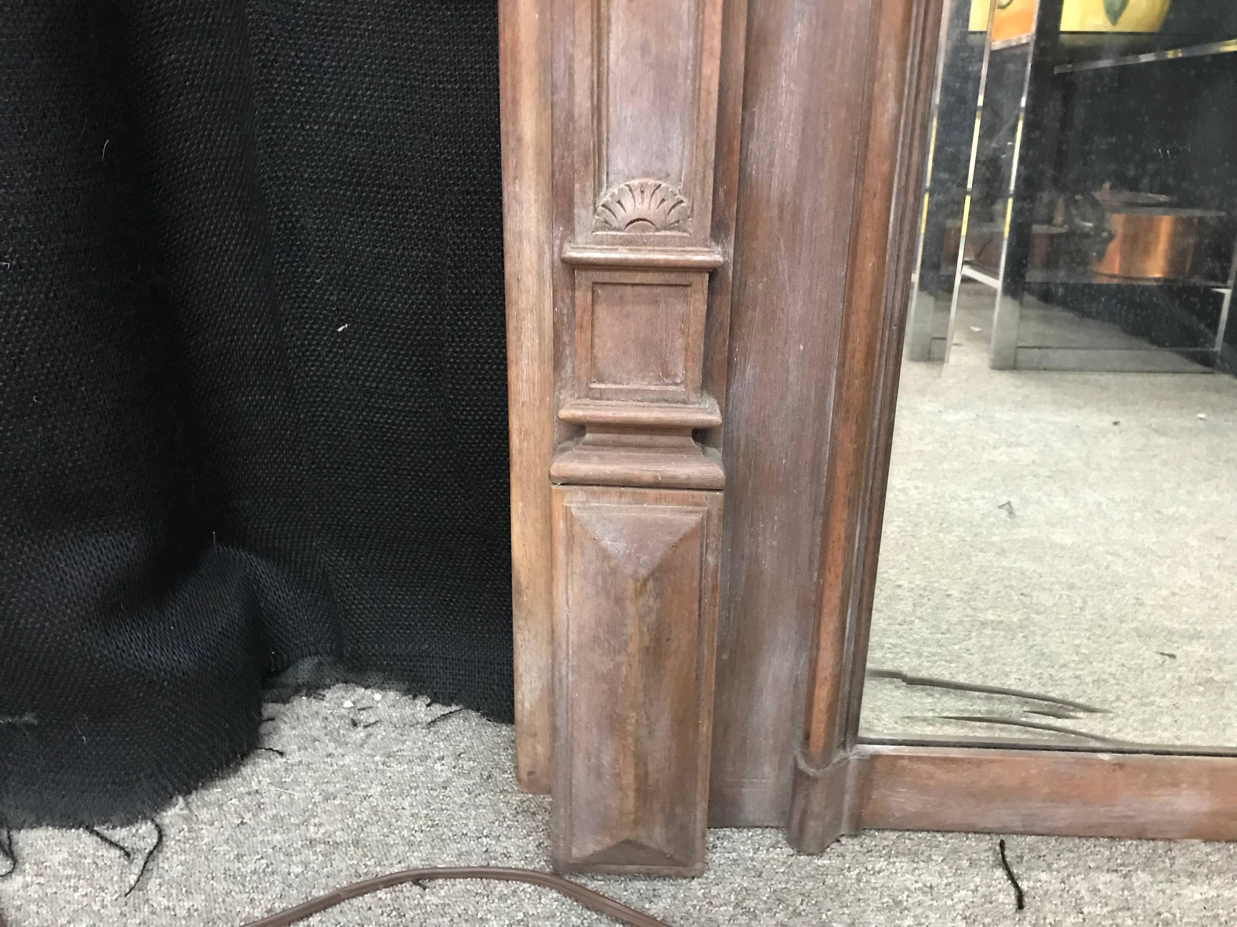 19th Century, French Limed Wood Neoclassical Style Beveled Mirror For Sale 3