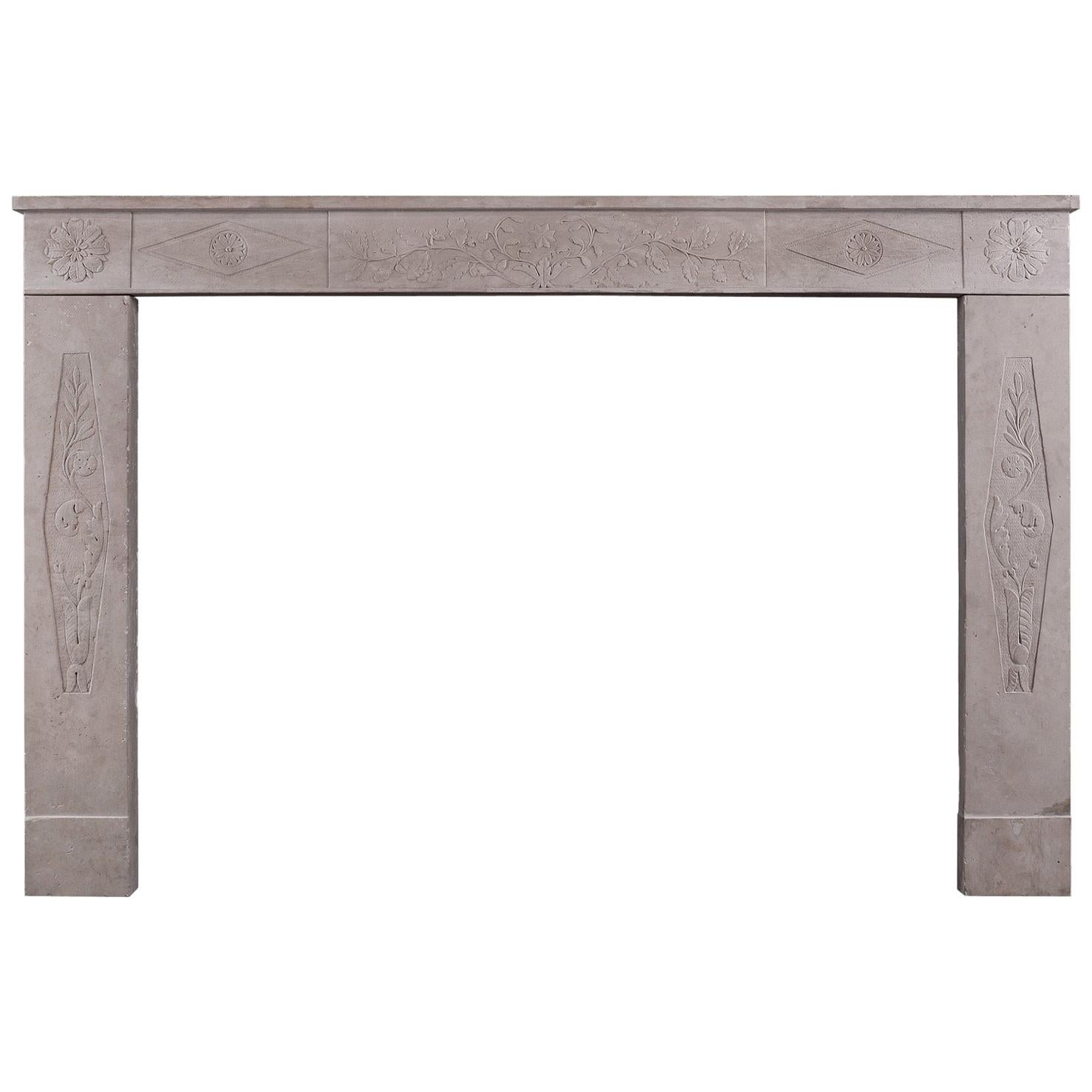 19th Century French Limestone Fireplace For Sale