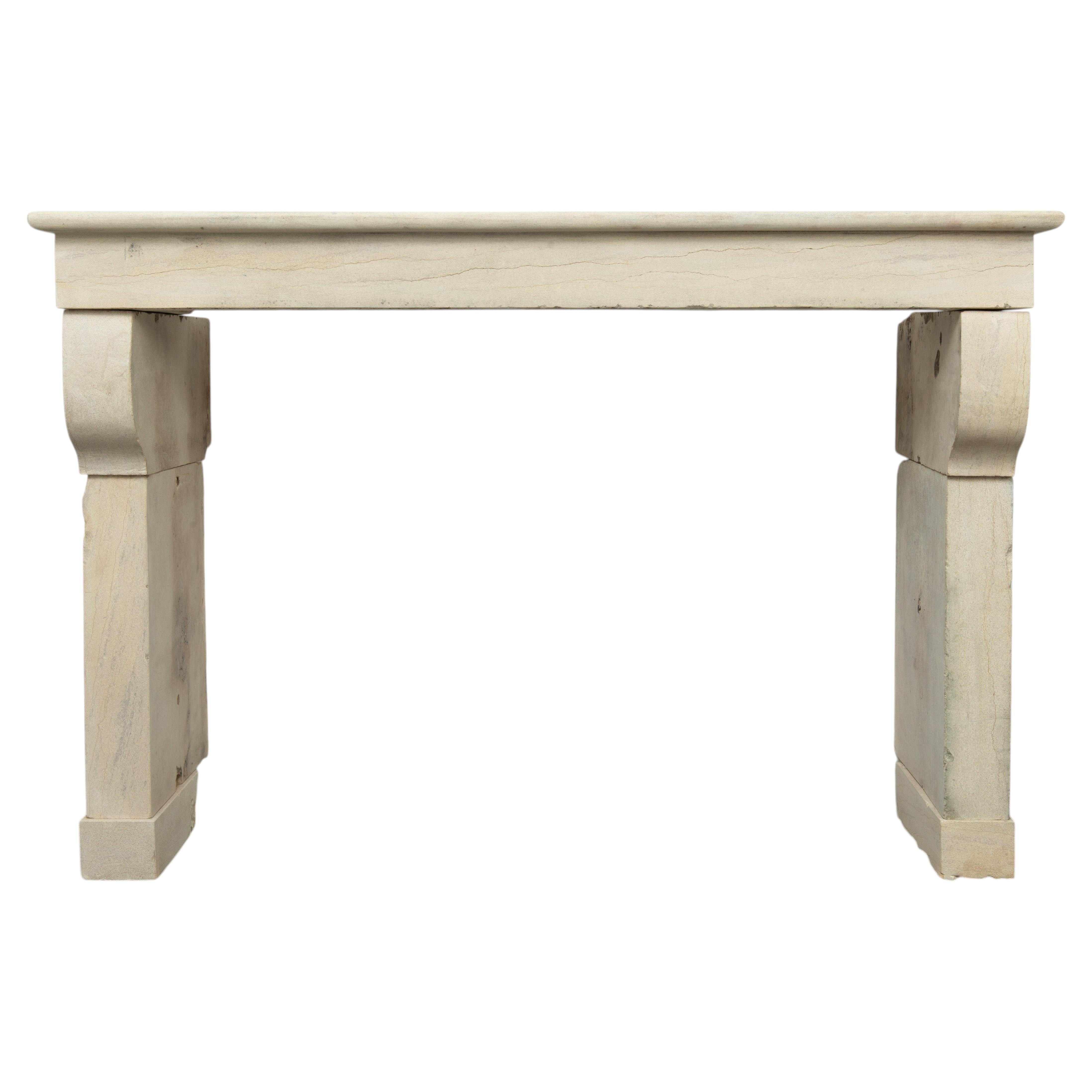 Cheminée en pierre calcaire française du 19ème siècle, Elegant Antique Design