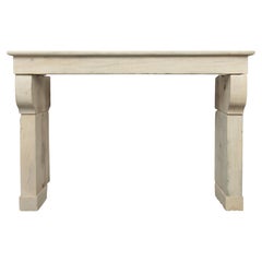 19th Century French Limestone Fireplace Mantel, Elegant Antique Design