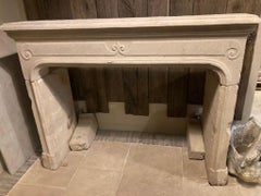 19th Century French Limestone Fireplace Mantel