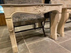 19th Century French Limestone Fireplace Mantel
