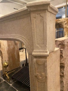 19th Century French Limestone Fireplace Mantel