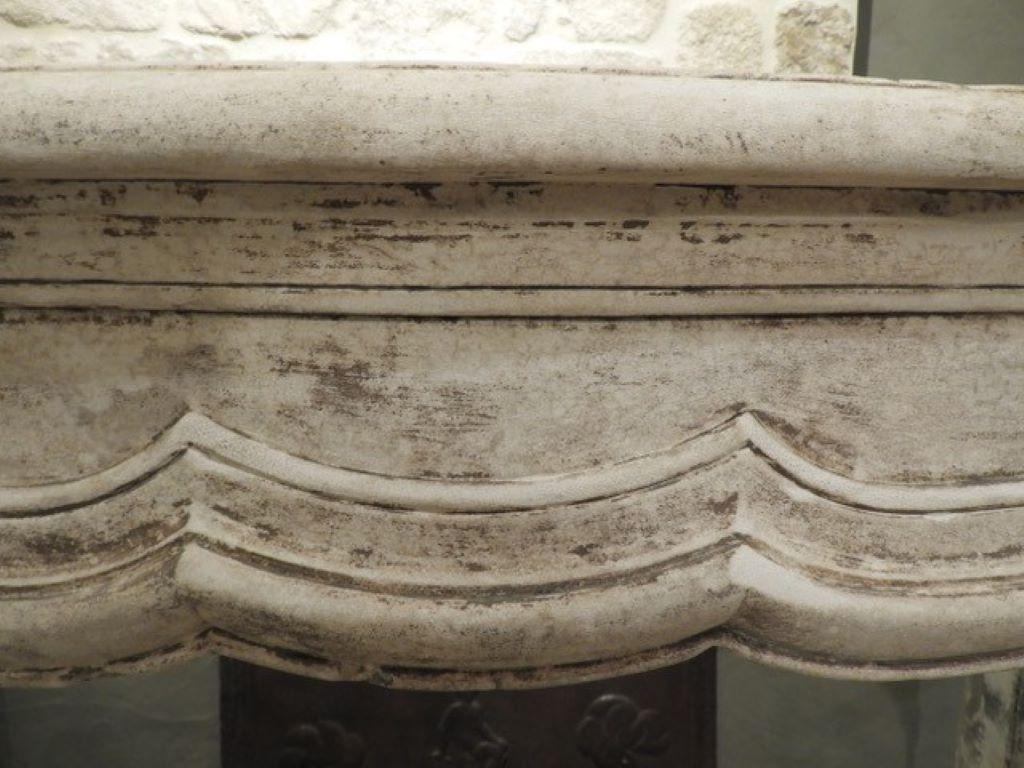 Carved 19th Century French Limestone Fireplace Mantel For Sale