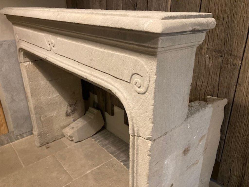 19th Century French Limestone Fireplace Mantel  For Sale 1