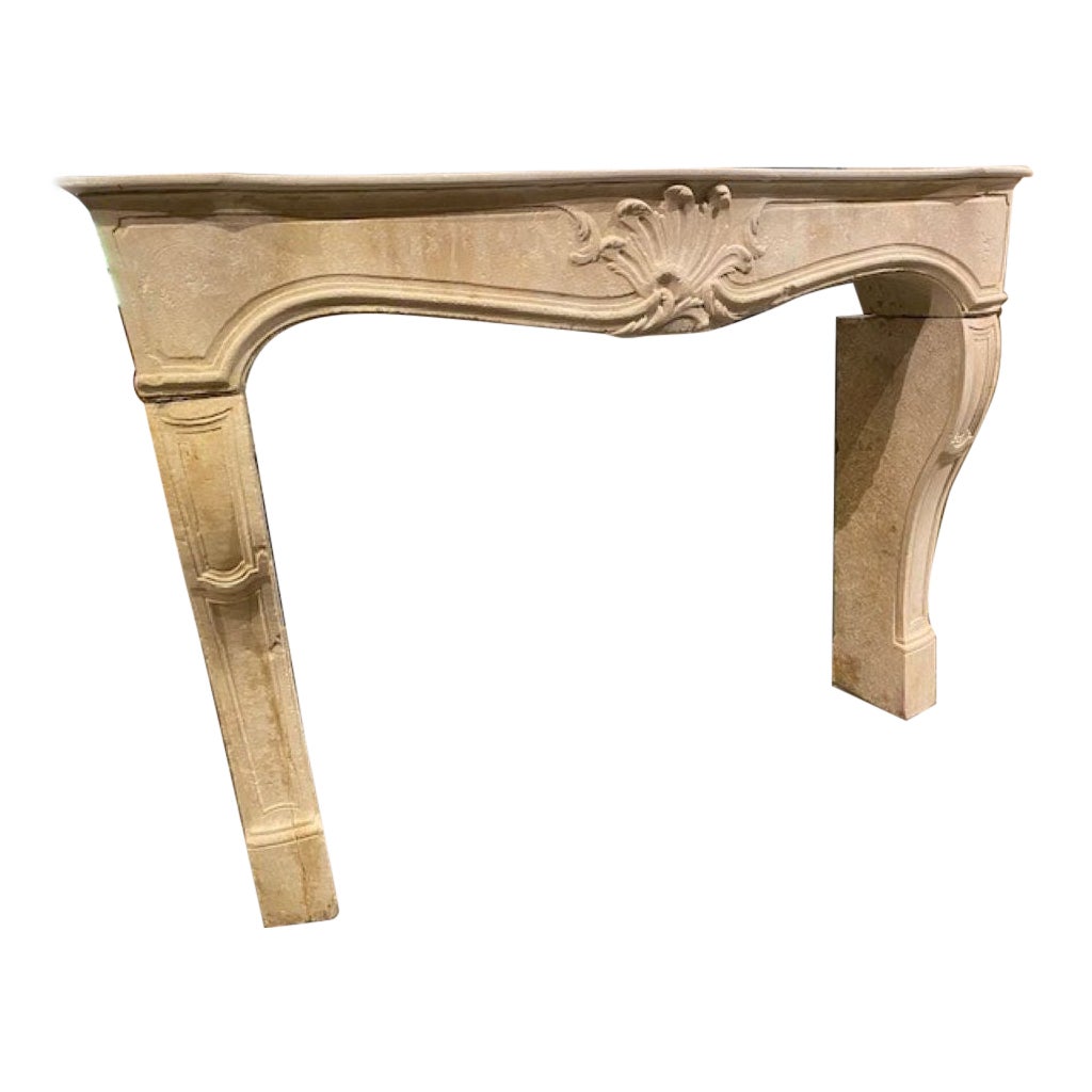 19th Century French Limestone Fireplace Mantel