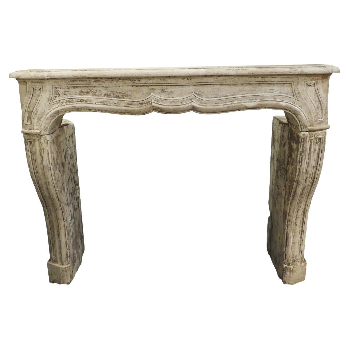 19th Century French Limestone Fireplace Mantel For Sale