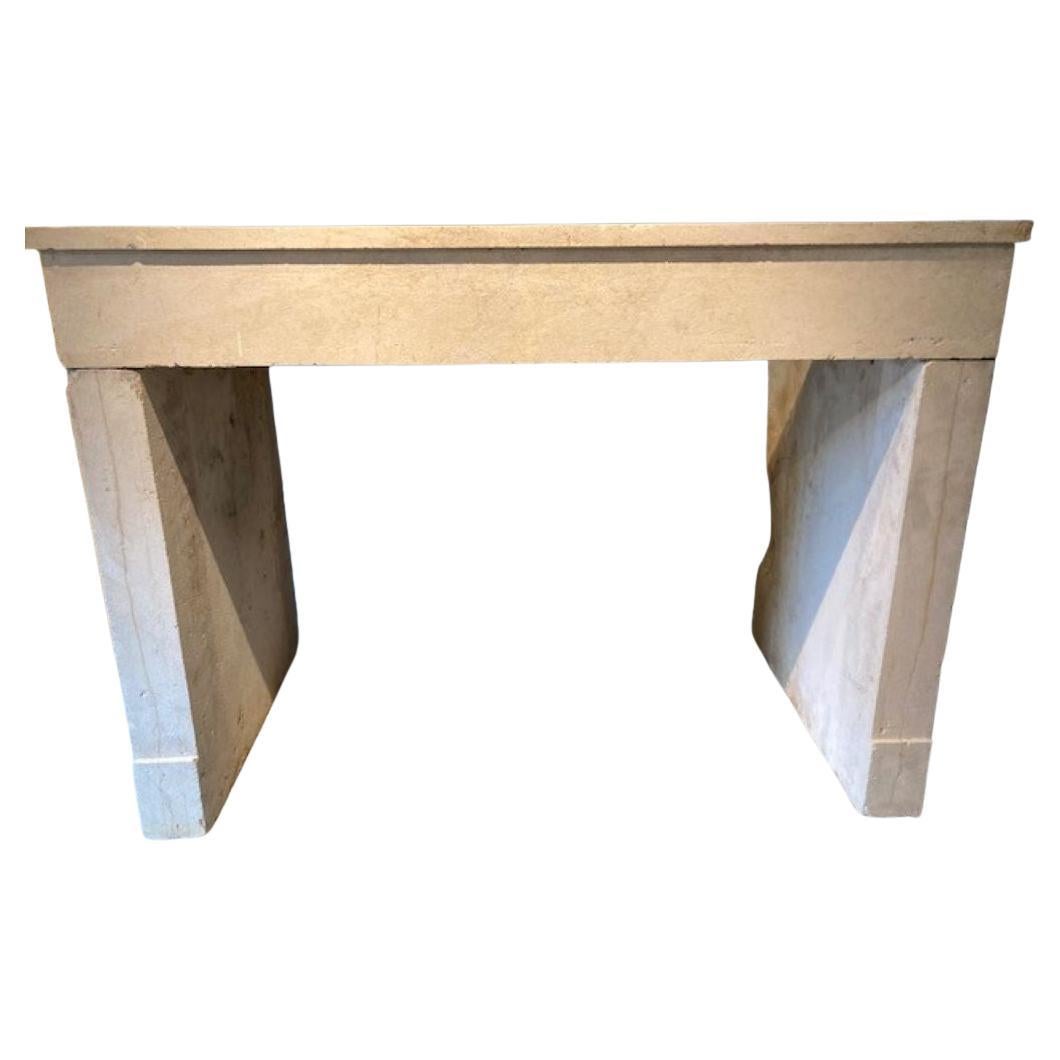 19th Century French Limestone Fireplace Mantel