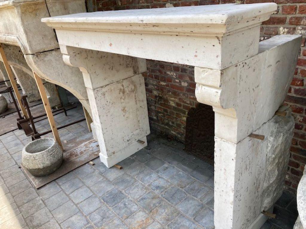 Carved 19th Century French Limestone Louis Philippe Fireplace Mantel For Sale