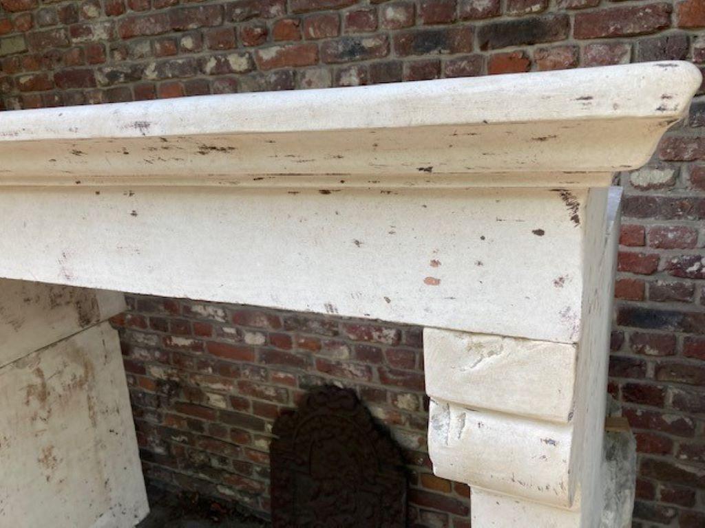 19th Century French Limestone Louis Philippe Fireplace Mantel For Sale 1