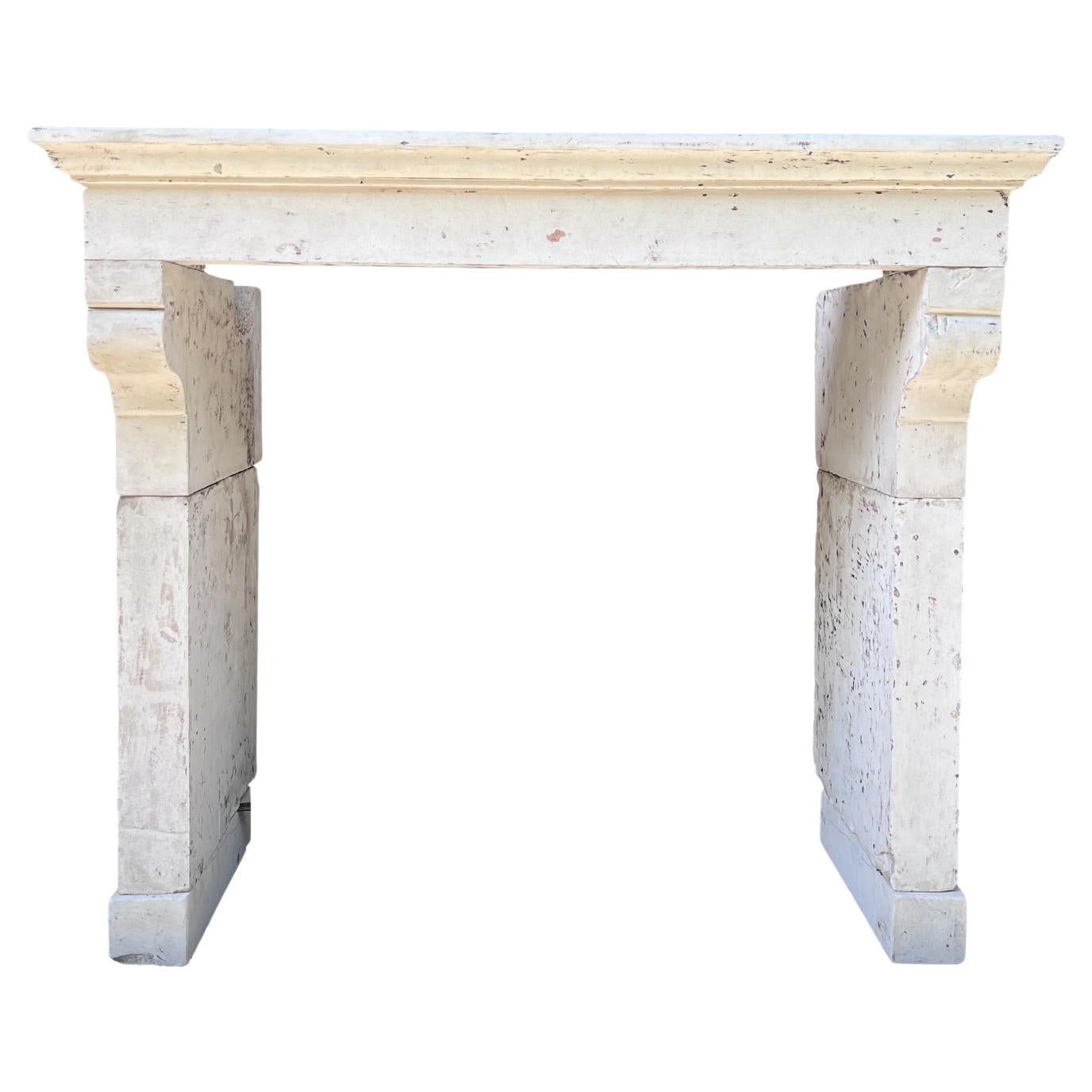 19th Century French Limestone Louis Philippe Fireplace Mantel For Sale