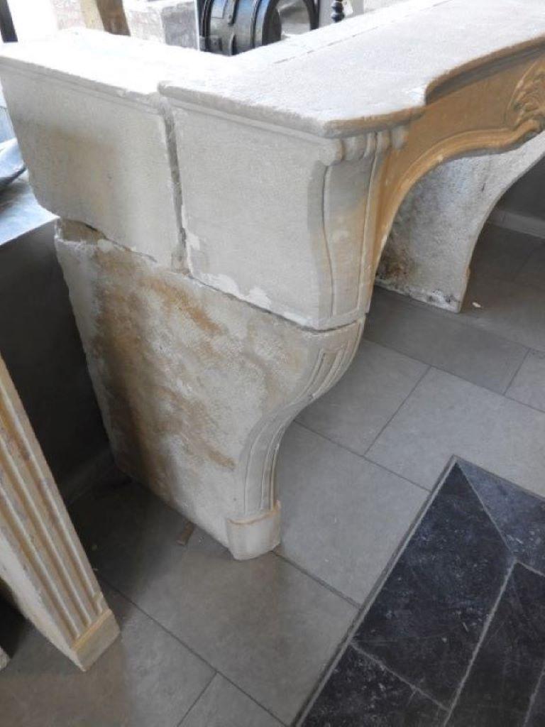 19th Century French Limestone Louis XV Fireplace Mantel For Sale 3
