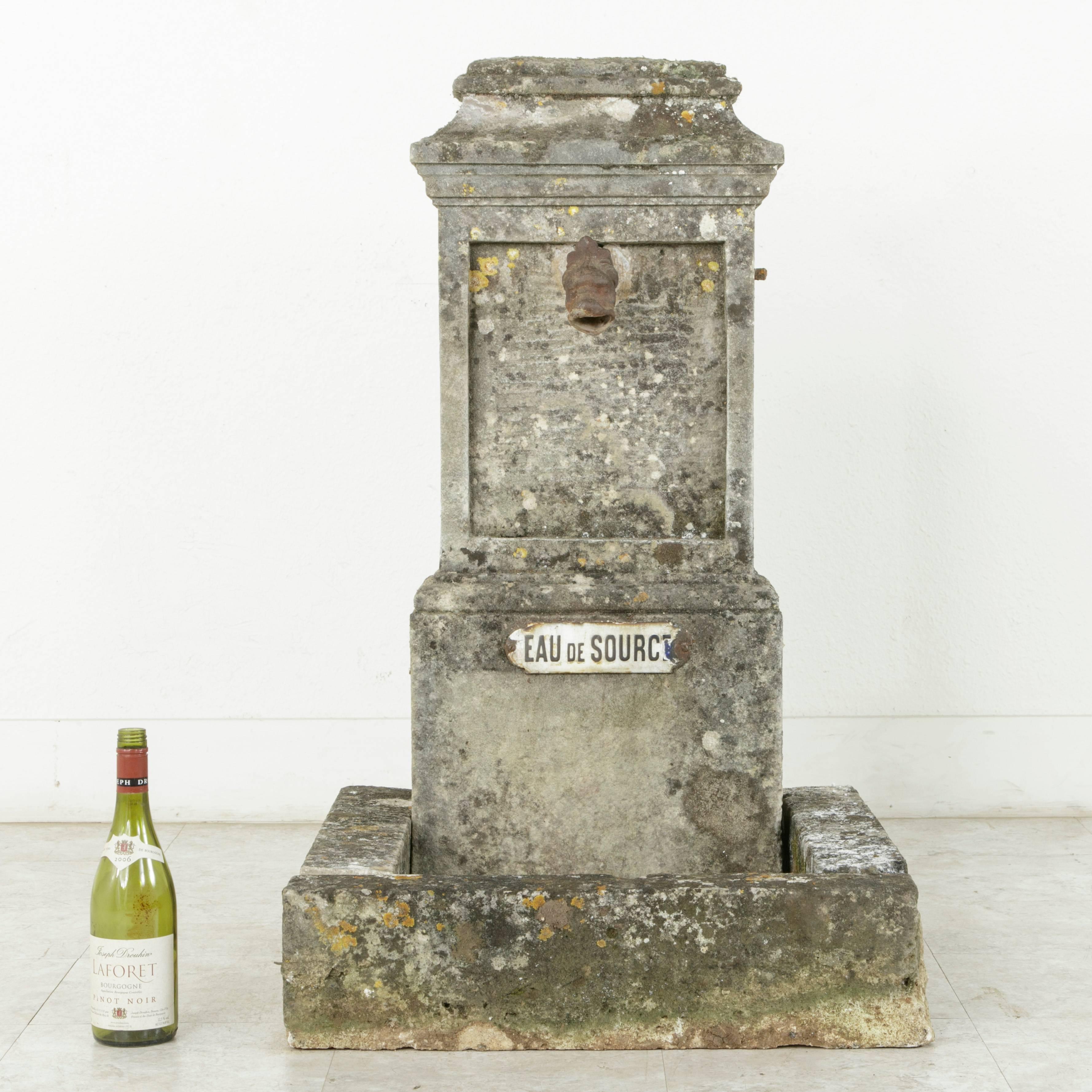 19th Century French Limestone Village Fountain with Iron Spout and Grate 8