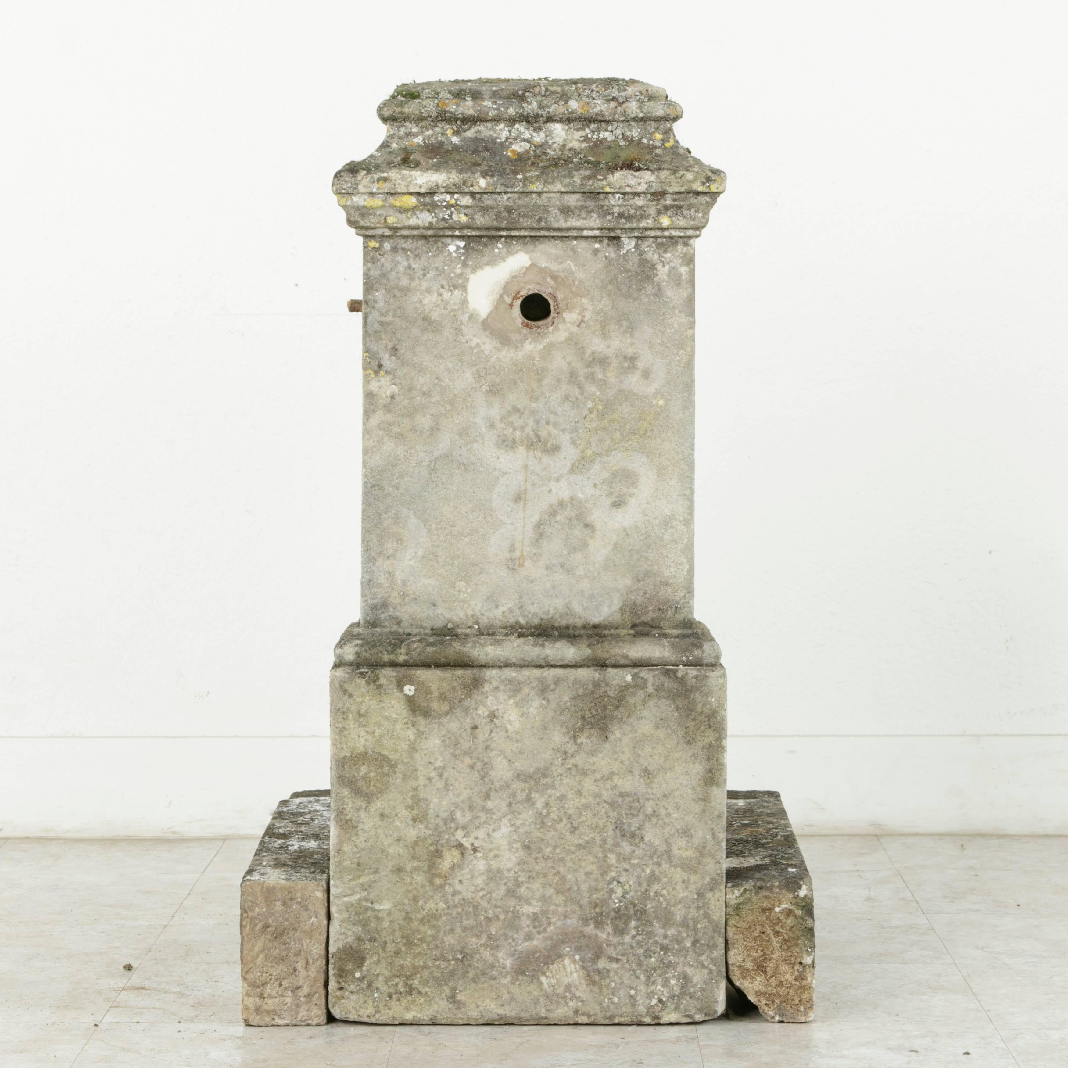 19th Century French Limestone Village Fountain with Iron Spout and Grate 3
