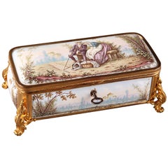 Antique 19th Century French Limoges Enamel Box