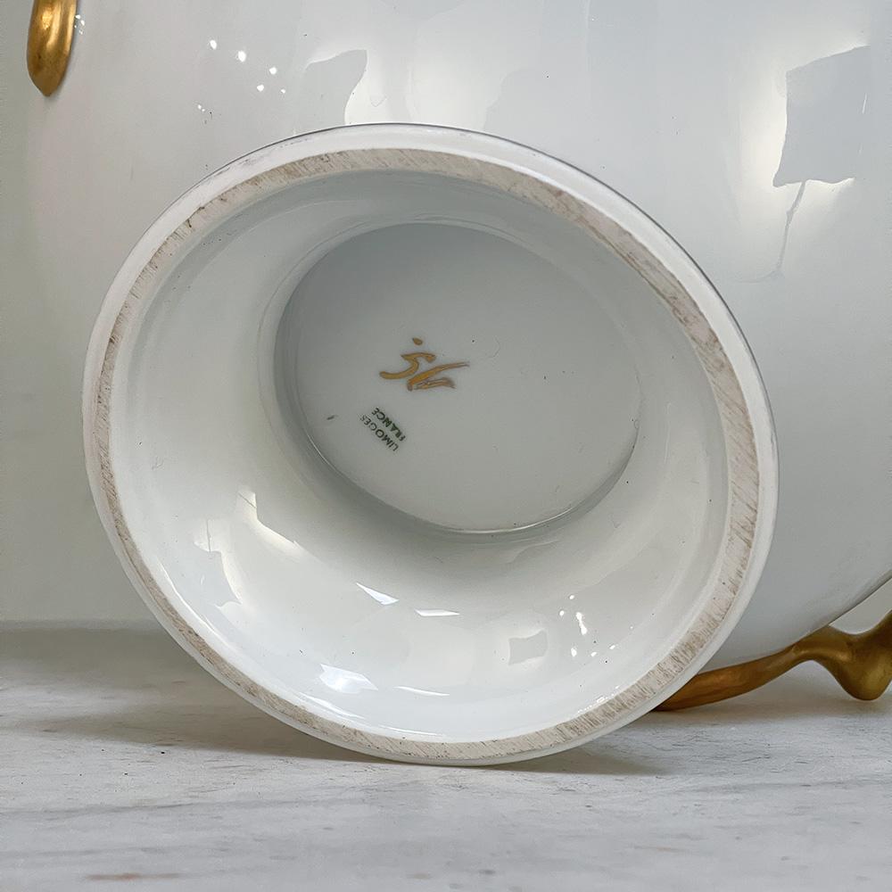 19th Century French Limoges Hand-Painted Covered Tureen with Platter For Sale 12